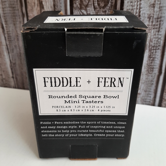 Fiddle Fern Porcelain Rounded Square Bowel Mini Tasters - Picture 3 of 11